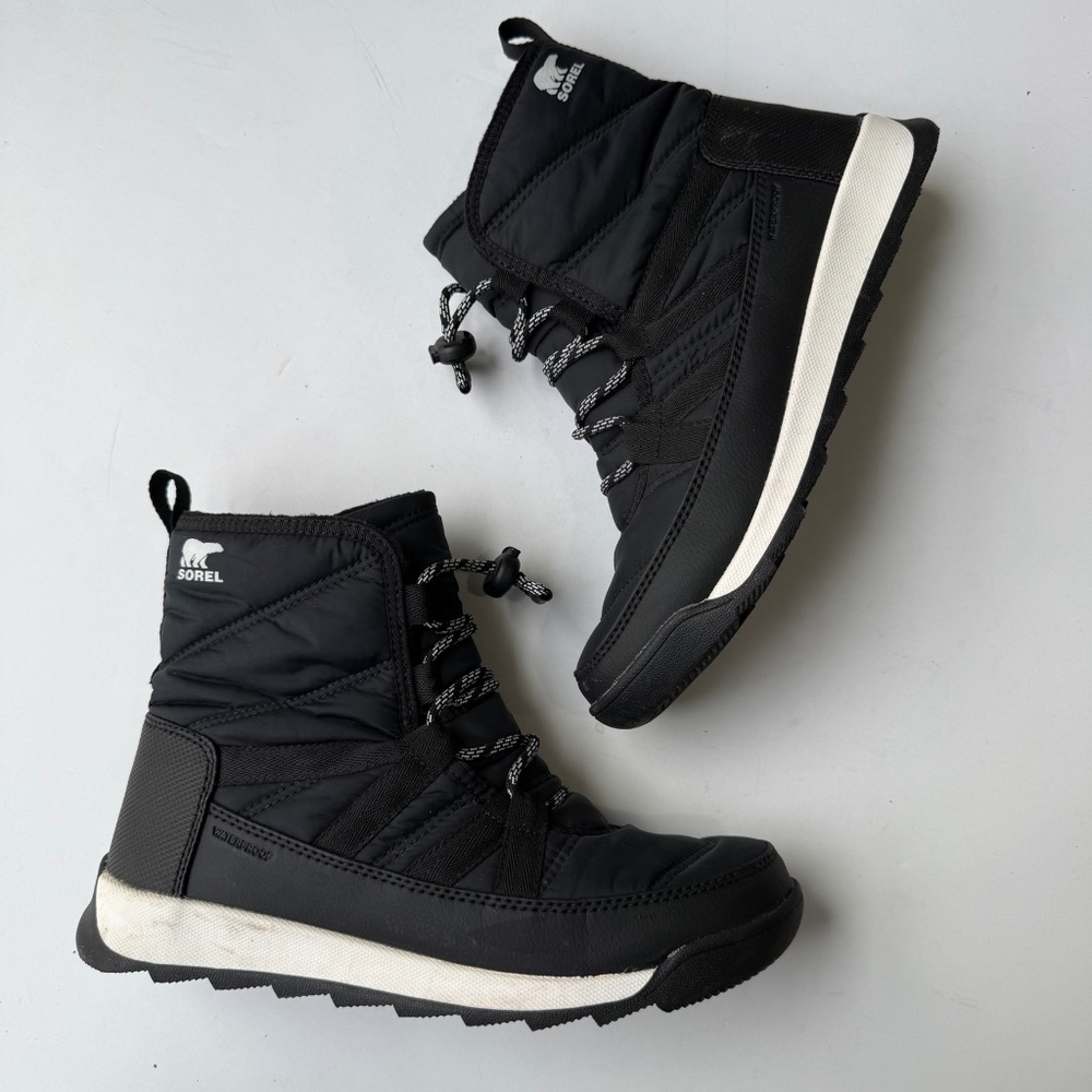 SOREL Youth Kids Size 6 Black White Whitney II High Top Snow Winter Boots